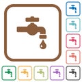 Water faucet with water drop simple icons