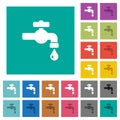 Water faucet with water drop square flat multi colored icons