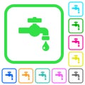 Water faucet with water drop vivid colored flat icons