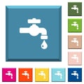 Water faucet with water drop white icons on edged square buttons