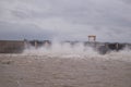 Water filled in Dam due to heavy rain and the gates of the reservoir is opened to release the water from the reservoir or dam.