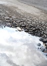 Water Filled Pothole in the Road Royalty Free Stock Photo