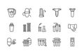 Water filter flat line icon. Vector illustration of different types of water filtration equipment included countertop