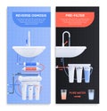 Water Filter Flat Vertical Banner Set