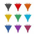 Water filter funnel color icon set isolated on white background Royalty Free Stock Photo