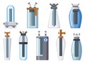 Water filters. Mineral filtration or purification systems collection. Pitchers with filters. Water equipment for water Royalty Free Stock Photo