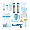 Water filtration. Home cooler and systems for treatments water sludge tanks facilities effluent vector collection