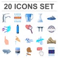 Water filtration system cartoon icons in set collection for design. Cleaning equipment vector symbol stock web