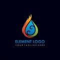 Water And Fire Element Logo Design. Vector Illustrator Eps. 10