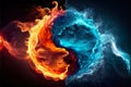 Water and fire, fighting concept, Generative AI