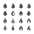 Water and fire vector icon set collections Royalty Free Stock Photo