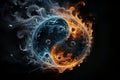 water and fire, Yin Yang sign, isolated on a black background Royalty Free Stock Photo