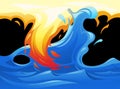 Water and fire yin yang symbol