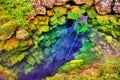 Water in a fissure between tectonic plates in the Thingvellir National Park, Iceland