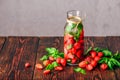 Water Flavored with Strawberry and Basil Royalty Free Stock Photo