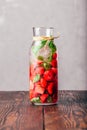 Water Flavored with Strawberry and Basil Royalty Free Stock Photo