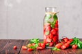 Water Flavored with Strawberry and Basil. Royalty Free Stock Photo