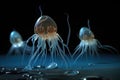 water fleas feeding on microscopic lifeforms Royalty Free Stock Photo