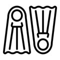 Water flippers icon, outline style