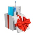 Water flosser, dental oral irrigator inside gift box, 3D rendering Royalty Free Stock Photo