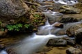 Water flow in the little waterfall. Beauty in the nature.