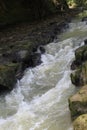 water flow over mossy rock Royalty Free Stock Photo