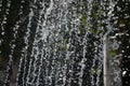 Fountain. Splashing water macro individual droplets