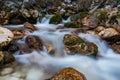 Water flow in wild mountain creek, long exposure Royalty Free Stock Photo