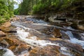 Water flowing across the rocks of Lower Falls of the Ammonoosuc River in rural NH