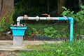 The water flowing artesian well from the land Install the pump