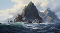 Eerily Realistic Seascape Painting Of A Coastal Mountain