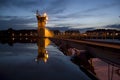 Water flowing through barrage