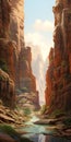 Artgerm-inspired Canyon Painting With Richly Detailed Backgrounds