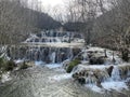 Water is flowing down the cascades in Gutenberg-Lenningen