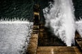 Water flowing down Prettyboy Dam, in Baltimore County, Maryland. Royalty Free Stock Photo