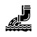 water flowing from drainage pipe glyph icon vector illustration