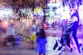 Water Flowing Glass Panes On Public Park At Night In Turkey