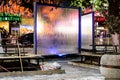 Water Flowing Glass Panes On Public Park At Night In Turkey