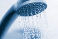 Water flowing from metal shower Royalty Free Stock Photo