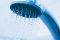 Water flowing from metal shower Royalty Free Stock Photo