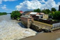 Water Flowing Over the Bowersock Hydroelectric Dam in Lawrence, Royalty Free Stock Photo