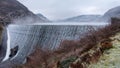 Caban Coch dam with mist rising