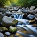 Water flowing over river rocks by