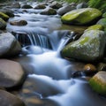 Water flowing over river rocks by