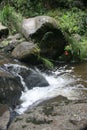 Water flowing over rocks into a pool Otavalo Ecuador