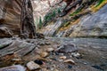 The Narrows from bottom up hike in Zion National Park. Royalty Free Stock Photo