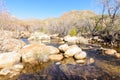 Sabino Creek lined with rocks
