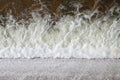 Water flowing splash fresh, Water flow Surface, Flowing water at Small reservoir, Rural water retention dam, splash, Sponge spray Royalty Free Stock Photo