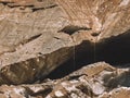 Water flows on the dirty melting glacier in Caucasus mountains, Georgria, Shkhara glacier