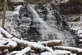 Smooth cascading water in winter